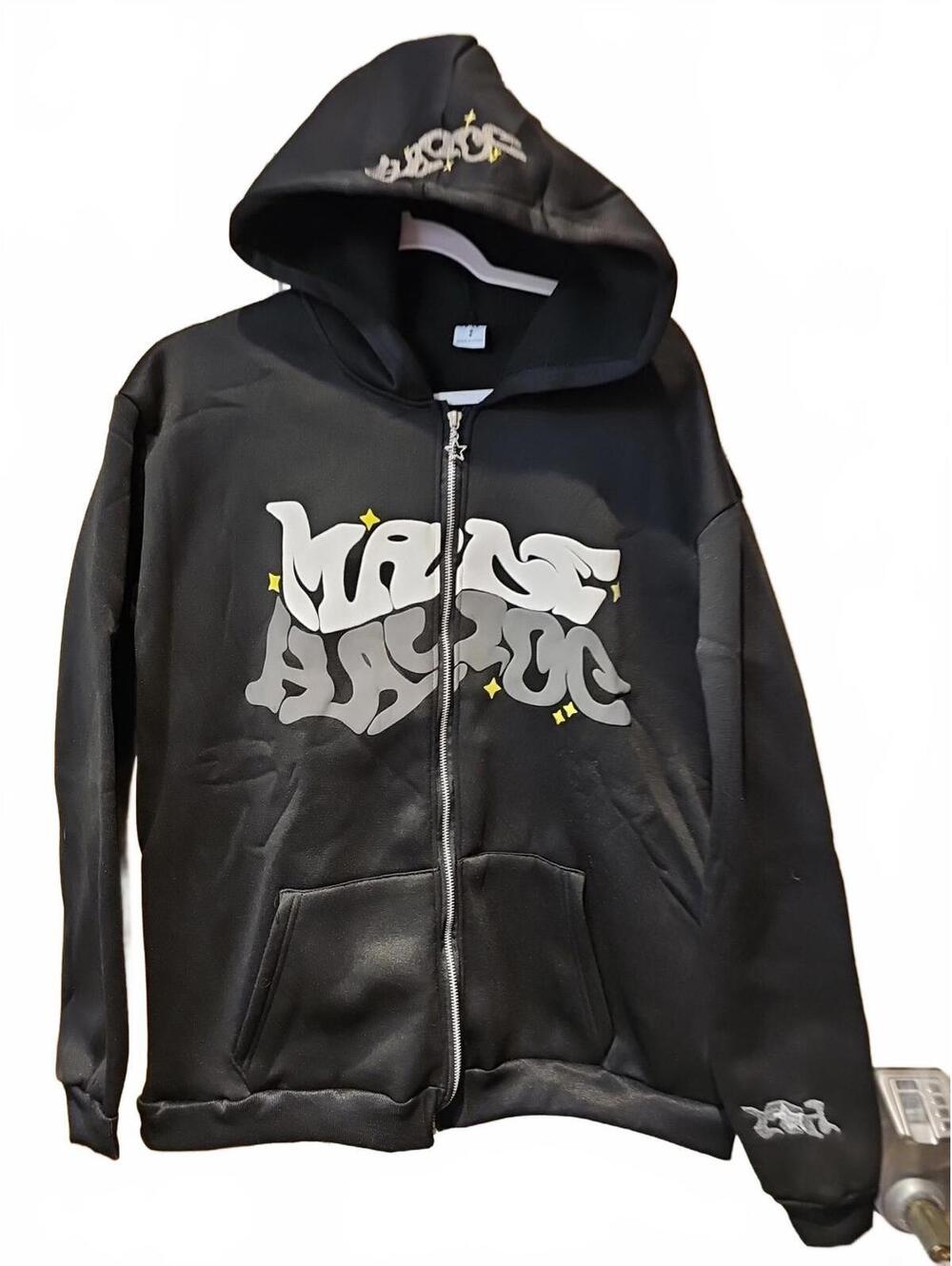 ZFOFLIK Y2k Graphic Clothes Zip Up Hoodie Sweatshirt Streetwear Men Size L